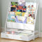 MAHANCRIS Kids Bookshelf, 4 Tier Bookcase with 2 Fabric Drawers, Storage Nursery Book Shelf and Toy Organizer for Kids, Living Room, Study Room, White ABKBW7401