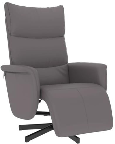 vidaXL Relaxsessel, Drehbar Sessel mit Rückenlehne Fußteil, Fernsehsessel mit Liegefunktion, Liegesessel Ruhesessel Polstersessel, Grau Kunstleder