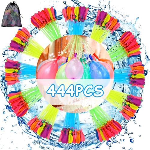 Wasserbomben Selbstschließend Bunte Water Balloons Wasserballons Schnell Befüllbarer Wasserbombems 60 Sekunden Schnellfüller Wasser Luftballons für Wasser Spiele 444 Stück