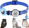 Taghelp Mond-Stern AirTag Katzenhalsband mit AirTag-Halter und Glocke, Breakaway-Katzenhalsband mit QR-Code, Katzen-ID-Tags - Pet