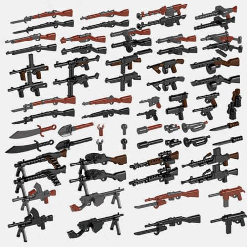 YLtremker 72 Teile WW2 Militär Waffen Baustein Militär Minifiguren Soldaten Waffen Kit Klemmbausteine