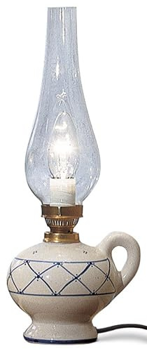 Tischlampe Keramik Metall Glas H: 35 cm Handbemalt E14 Vintage Öllampen Design Tischleuchte Wohnzimmer Nachttischlampe Schlafzimmer