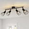 FORCOSO Deckenstrahler Schwarz Schwenkbar 350°, Spots Deckenleuchte 4 Flammig Metall Deckenlampe Strahler, E14 Industrial Deckenspots, Vintage Decke Küchenlampe Küche Wohnzimmer Flur Wand Lampe