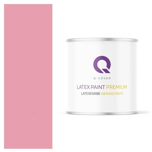 Q-COVER Latexfarbe Abwaschbar 2L (ca.14m2) Rosa Farbton Innenfarbe Wandfarbe Deckenfarbe Klasse 2 Mattfarbe Für Allergiker Scheuerfest Geruchlos Frei Von Voc