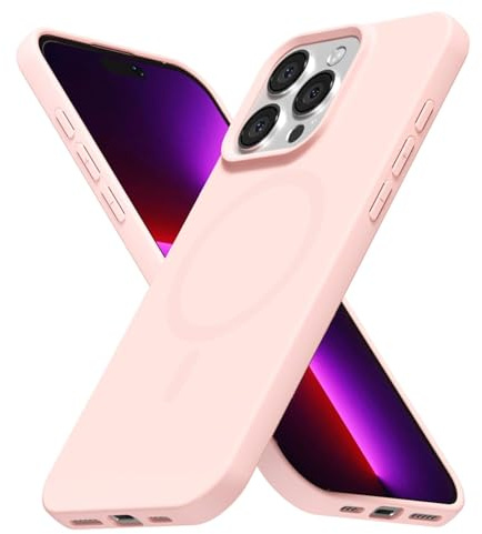 LoeoeL for iPhone 13 Pro Case Silicone Mag Safe, Compatible with Magsafe Ultra Slim Thin Magnetic Phone Case for Women Girls, Soft Rubber Gel Matte TPU Solid Color Minimalist Cover, Light Pink