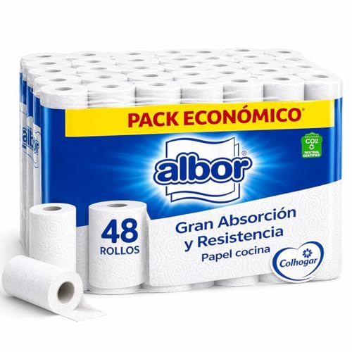 Colhogar Albor 48 rollos - Papel de Cocina - Rollos de Toalla de Papel para Cocina - Ideal para las tareas sencillas de cada día - 24x2