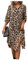 GORGLITTER Women's Leopard Print 3/4 Sleeve Shirt Dresses Button Down Collared Midi Tunic Dress Brown M