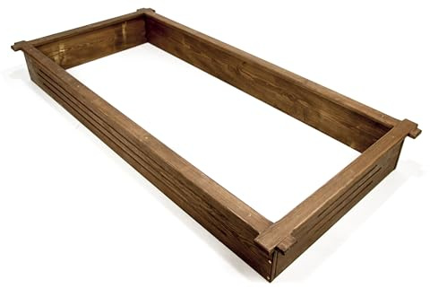 Grabrahmen aus Holz – Holzrahmen für Grab – Grabumrandung 190x90x20 cm – Imprägniertes Kiefernholz – Farbe Nussbaum – Wetterfest – Einfache Montage