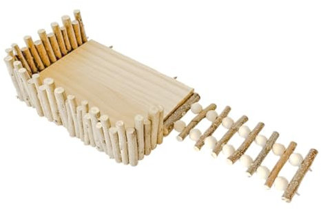 Sarini Hamster-Plattform, Klettergerüst, Holzspielplatz mit Zaun für kleine Haustiere, ideal für Hamster, Rennmäuse, Eichhörnchen und Vögel (Schraubentyp)