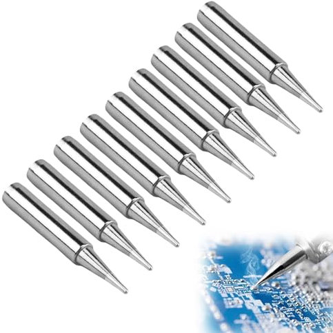 10 Stück Lötspitzen, 900M-T-B Lötspitze, 1,2mm Ersatz Lötspitzen Set, Lötkolben Spitzen, Lötspitzen Reaktivator mit Kupferkern und Plattierung, Hitzebeständige, Bleifreie Lötspitzen für Präzises Löten