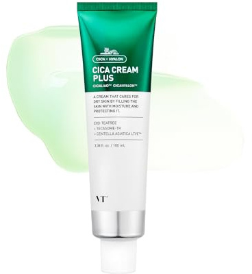 VT COSMETICS Cica Cream Plus, Hydrating & Calming Face Moisturizer with Centella Asiatica, Lightweight Soothing Cream for Acne, Oily, Dry and Sensitive Skin 100 ml