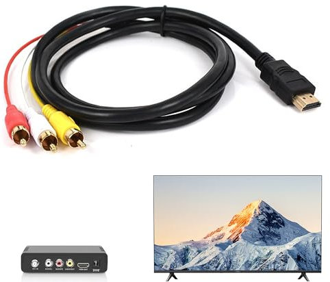 NSNKXBG 1PCS HDMI Male to 3RCA Cable Convenient HD Conversion Line Red Yellow White Cable to HDMI Simple Audio Video AV Adapter Suitable for TV/HDTV/DVD/1080P/Most LCD Projectors Device (1.5m)