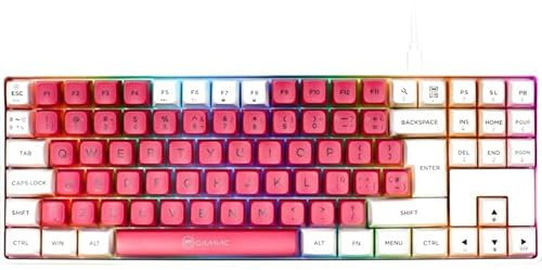 GAMIAC Teclado TKL90G, Kailh Blue, Blanco/Rosa - Mecánico (ES)