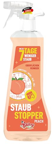 POLIBOY Staubstopper Peach - Allzweckreiniger mit Antistatik-Effekt - Universalreiniger mit Pfirsichduft - 1 x 500 ml - Made in Germany