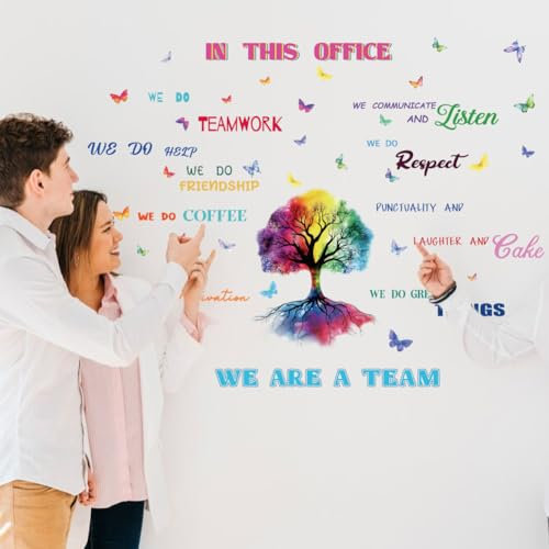 ANATTASOUL Bunte Baum Inspirierende Zitate Wandtattoo, Wandaufkleber Wandsticker Wanddeko Selbstklebend für Wohnzimmer, Schlafzimmer, Flur, Badezimmer, Küche, Wanddeko(2pcx96x30cm+1pcx60x38cm)