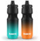 BuildLife 2 Pack Sports Water Bottle, 710ML Squeeze Water Bottle, Biking Water Bottles, BPA Free & Leakproof Cycling Bottles for Hiking, Outdoor Sports Dishwasher Safe (BlackBlue+BlackOrange)