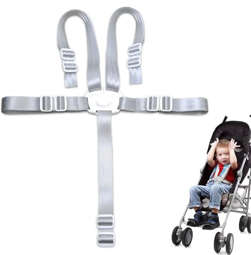 LACHT 1 Stück 5 Punkt Gurt Sicherheitsgurt Hochstuhl Multifunktional Kinderschutzgurt Hochstuhl Gurt für Buggy, Kindersitz, Kinderwagen und Hochstuhl,hauck hochstuhl zubehör,Grau