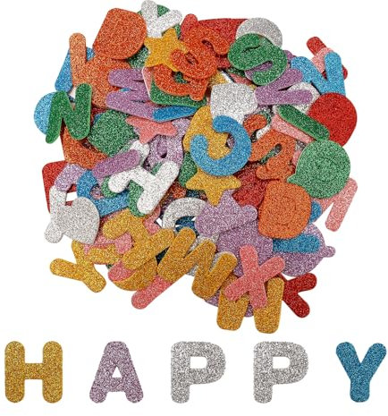 Nurila 116 Stück Buchstaben Aufkleber, Glitzer Moosgummi Buchstaben Selbstklebend, Buchstaben Sticker, Klebebuchstaben Groß für Scrapbooking Zubehör Kit, DIY Handwerk Gestalten und Dekorieren