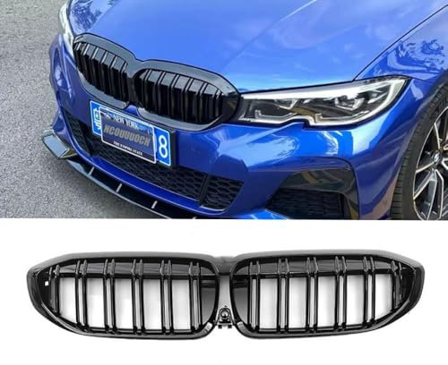 Frontgrill Nieren kompatibel mit BMW 3er G20 2020-2022 Doppellamellen glänzend schwarz