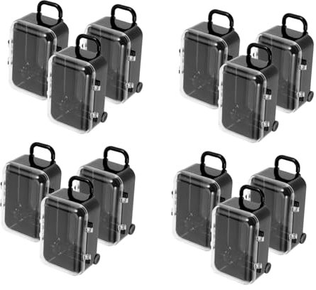 ULTECHNOVO 12 Stück Mini Koffer Süßigkeitenboxen Transparente Aufbewahrungsbox im Reisekoffer Design für Hochzeiten Feiern und Vielseitig Einsetzbar Präsentation
