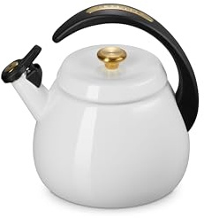Le Creuset Enamel on Steel Cloche Kettle, 2.2 qt., White with Gold Accents