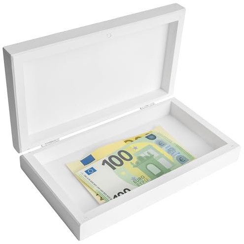 Creative Deco Small White Wooden Keepsake Storage Box with Lid | 18x10x3.5cm | Rectangular Memory Box for Storing Money Pencil Case | Natural Wood | Decoupage, Decoration & Storage