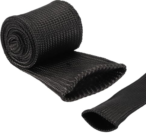 sourcing map Insulation Cable Protector,40mm/1.57 Inch-1m/3 Feet High TEMP Fiberglass Sleeve Black