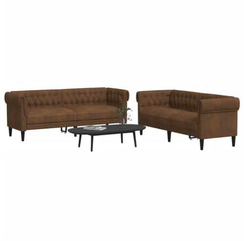 Teenpull 2-TLG. Sofagarnitur Braun Stoff, Wohnzimmer Möbel Set, Robustes 2-Sitzer & 3-Sitzer Sofa, Bequeme Polstercouch für Zuhause, Langlebige Wohnlandschaft