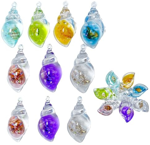 KARLOR 20 Stück Muschelanhänger Leuchtend Muschel Ornamente mit echten Muscheln, Kristall bunte Acryl Dekoration DIY Schmuck Bastelzubehör für Schlüsselanhänger Ohrringe Taschen