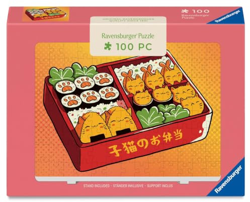 Ravensburger Puzzle 12002041 - Kawaii-Kätzchen in Bento-Box - 100 Teile dekoratives Mini-Puzzle mit Aufsteller, für Puzzle-Fans ab 10 Jahren
