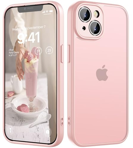 HGH für iPhone 13 Hülle, Rosa | Vollständiger Kameraschutz Stoßfest Kratzfest Anti-Fingerabdruck Transluzente Rückseite Matt Handyhülle für iPhone 13