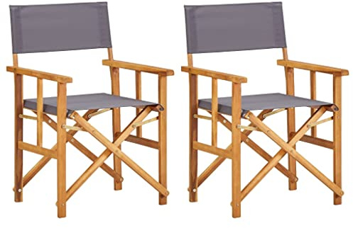 HFXHIJXQ Klappbare Regiestühle 2er Set aus Akazienholz 55x56x88 cm wetterbeständig mit Stoffbezug und Ölbeschichtung platzsparend für Balkon Garten Camping Terrasse