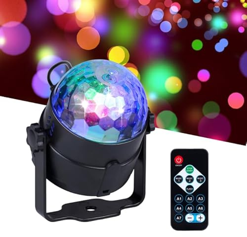 Grundig Discokugel - Discolicht Partylicht mit Farbwechsel und Musikmodus - Mini Discokugel mit Fernbedienung - Disco Licht mit Einstellbarer Blitz- und Rotationsgeschwindigkeit