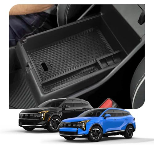 BSTW Kompatibel mit Kia Sportage NQ5 2022 2023 2024 2025 2026 (Automatikgetriebe) Mittelkonsole Organizer, für Kia Sportage GT-Line, X-Line, Hybrid, PHEV Armlehne Aufbewahrungsbox (Schwarz)