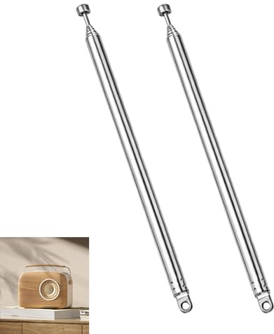 2 Pièces Antenne Télescopique Portable FM DAB, Antenne 7 Sections 74 cm, Antenne Radio Extensible pour Récepteur, Chaîne HiFi et Radio Portable, Antenne de Remplacement pour Réception Audio Domestique