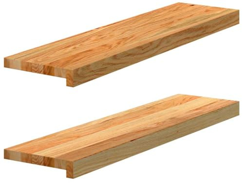 Runheo davanzali per finestre in legno di rovere massiccio marrone chiaro, 80 x 20 x 2 cm, 2 pezzi, per montaggio interno ed esterno, ristrutturazione, protezione termica e isolamento acustico