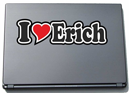Indigos UG Laptop Aufkleber I Love Erich 210 mm - Notebook Aufkleberskin - Dekoration für Laptopdeckel - für Studenten, Büro, Schule, Uni Sticker mit Namen von Mann Frau Kind