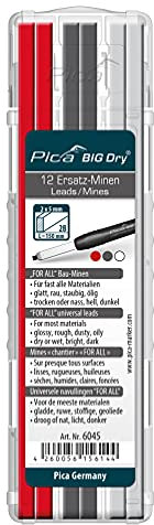 Pica BIG DRY Marker Pen Pack of 12 Pencil Refills Graphite White Red 6045