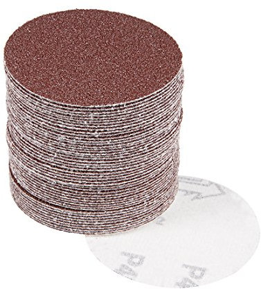 sourcingmap 50Pcs 3 inch Hook and Loop Sanding Disc 40 Grits Flocking Sandpaper for Random Orbit Sander Brown