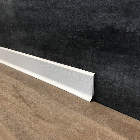 10 Meter Fußleisten | Sockelleisten 60 x 12.8 mm25560-1587 aus PVC Hartschaum mit durchgefärbter Weichlippe| Kunststoff-Leiste Weiß | Weiße Sockelleistegrau