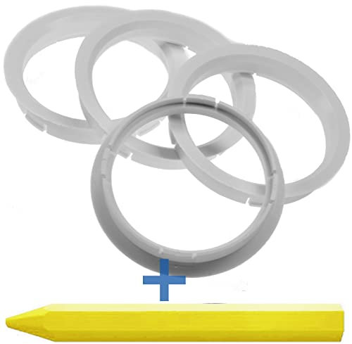 4X Zentrierringe Weiß 72,5 mm x 65,1 mm + 1x Reifen Kreide Fett Stift