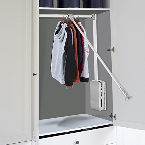 Klappbarer Ausziehbarer Kleiderlift, Garderoben Lift Wardrobelift Schrank verstellbar Kleiderstange 830-1150 mm für Garderobe, Schrank, Ankleidezimmer silber (830-1150)