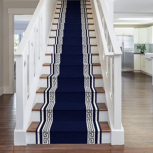 runrug Soft & Comfortable Stair Runner - Smooth & Durable Carpet for Stairs - Stain-Resistant, Fade-Resistant - Multiple Sizes - 60cm x 510cm - 9mm Thick - Key, Blue