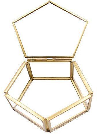 Ringschachtel, Geometrische Schmuck Box Transparent Glas Blume Zimmer Glas Box Ring Box Ehering Schmuck Box Blumen Glasabdeckung Innovative Dekoration Ornamente