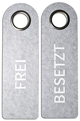 2 FREI BESETZT Türgriffschilder (hellgrau) - Metall-Schutzring - Beidseitig bedruckt - Poly-Filz: Wasserabweisend - Türschild - Badezimmer Schlafzimmer - Statusanzeiger - Vielseitig einsetzbar (1)