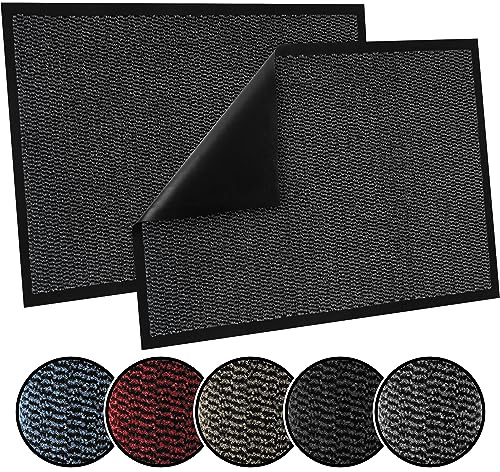 Rubber Backed Doormat, Washable Absorbent Door Mat (Anth50x80 cm) | Built to trap dirt and moisture, this washable doormat features a sturdy rubber backing for indoor and outdoor use.