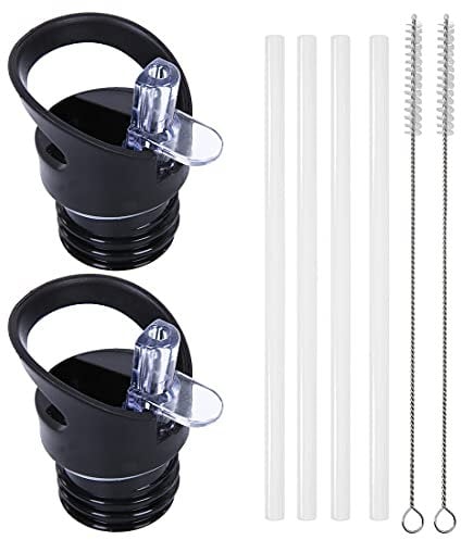 Miotlsy Pailles à Boire Couvercle de Gourde, Bouchon de Bouteille d'eau, Bouteille Couvercle Paille, pour Petite bouteille d'eau à la bouche, bouteille de sport, gobelet de voyage, sans BPA, noir