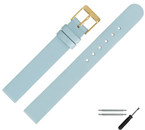 MARBURGER Uhrenarmband 12mm Leder Blau Glatt - Werkzeug Montage Set 2721253000220