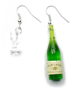 Miniblings Weinglas Weinflasche Ohrringe - Handmade Modeschmuck I Wein Flasche Glas Kelch grün - Ohrhänger Ohrschmuck versilbert