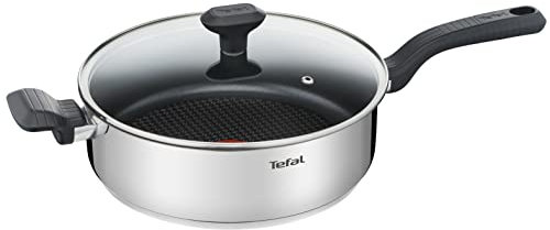 Tefal Comfort Max Sauteuse 26 cm + couvercle verre, Induction, Acier inoxydable haute qualité, Revêtement antiadhésif, Indicateur de température Thermo-Spot, Poignée thermo-isolée G7263344